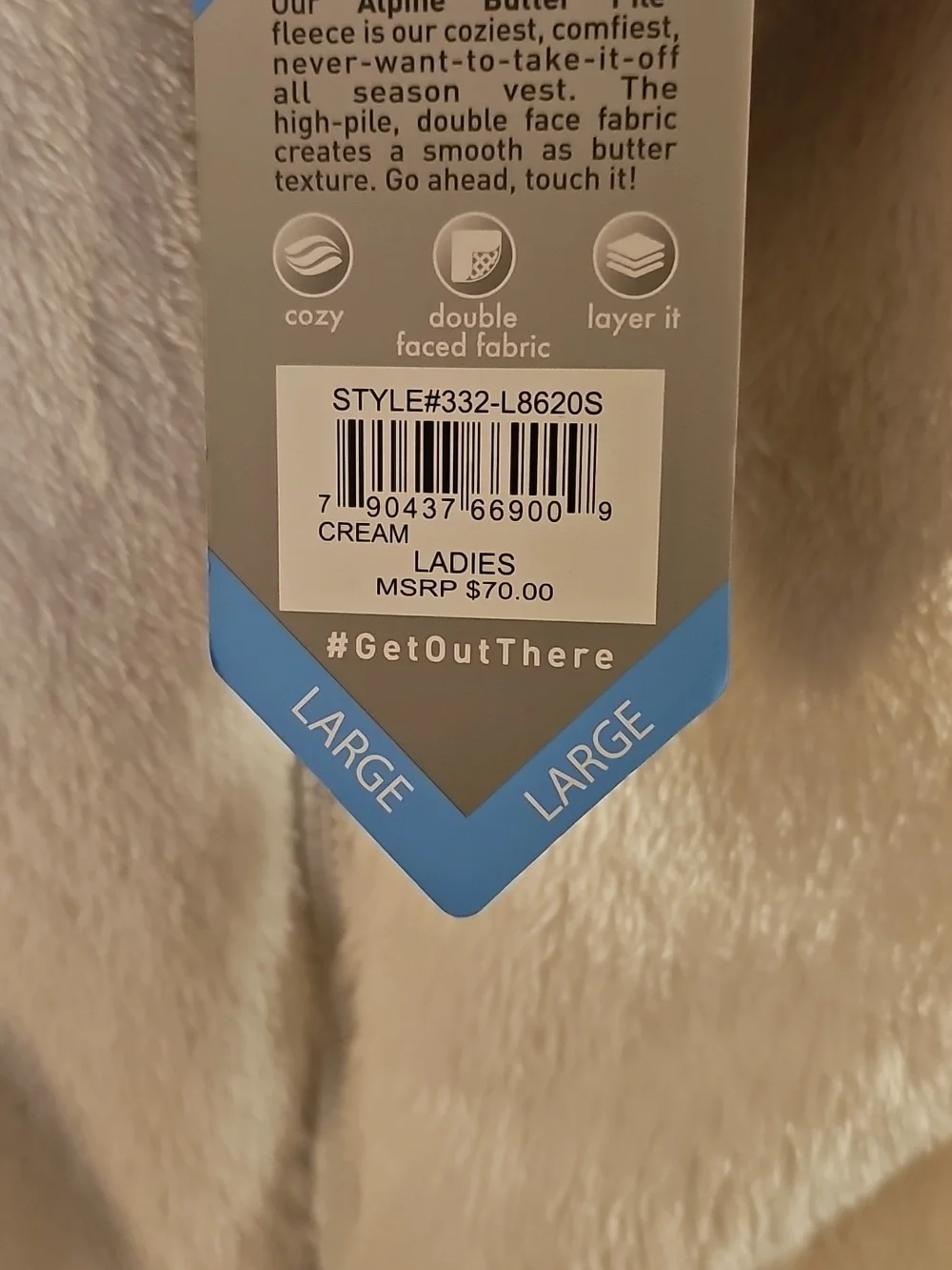 Free Country Ivory Sherpa Fleece Vest with Zip Pockets - Picture 3 of 3